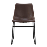 Walker Edison Set of 2 Brown Faux Leather Dining Chairs - Stylish Seating for Kitchen & Dining