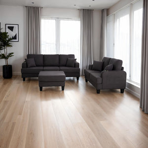 English Elm Contemporary Square Storage Ottoman with Wooden Legs — Modern Multifunctional Accent for Living Rooms Dark Gray 32 L x 32 W x 10 H B2741P391807