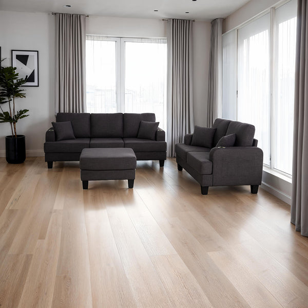 English Elm Contemporary Square Storage Ottoman with Wooden Legs — Modern Multifunctional Accent for Living Rooms Dark Gray 32 L x 32 W x 10 H B2741P391807