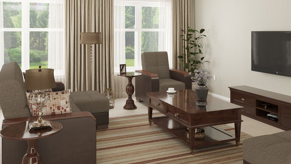 English Elm Primenest Zenaero Convertible Chaise Lounge With Wood Trim, Storage & Comfortable Sleeper Design B030P303558-GIGA