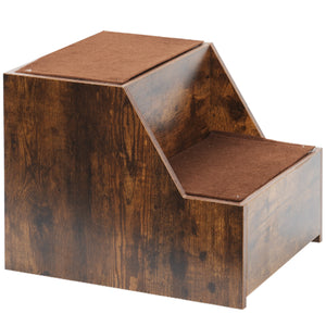 English Elm Pet Bunk Bed Vintage Double-Level Window Perch with Removable Steps, Cushion, Scratch Pad, Sturdy W1687P165899