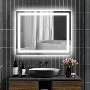 English Elm Homcom Led Bathroom Mirror - Anti-Fog, Dimmable, Dual Lighting, 39" X 32", Smart Memory Features W2225P229190