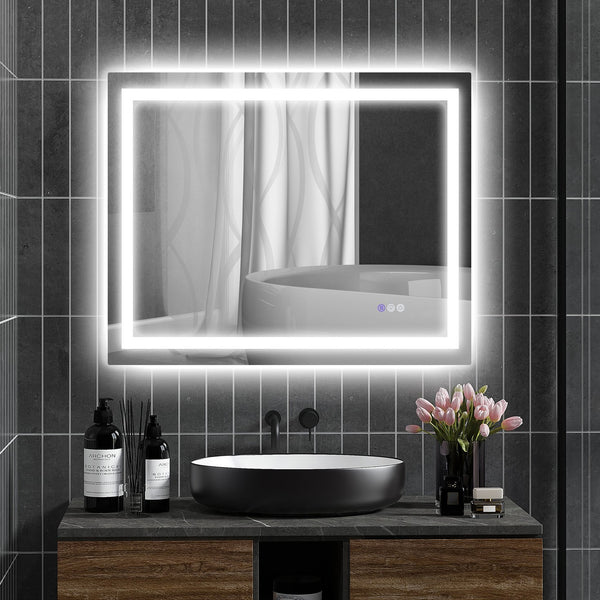 English Elm Homcom Led Bathroom Mirror - Anti-Fog, Dimmable, Dual Lighting, 39" X 32", Smart Memory Features W2225P229190