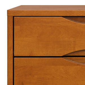 English Elm Harper Teak End Table with Two Drawers — Handcrafted Solid Rubberwood, Mid-Century Contemporary Finish B136P203436