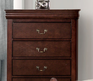 English Elm Dark Transitional 5-Drawer Chest in Rich Finish with Nickel Oval Knobs Durable Wood Blend Craftsmanship Cherry 19 L x 33 W x 52 H B2741P372712