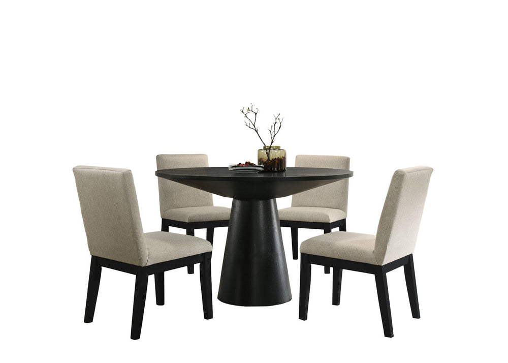 English Elm Jacopo Round Pedestal Dining Set Seats Four in Ebony Black Contemporary Style B2749S00296
