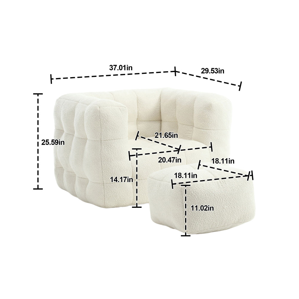 English Elm Coolmore Compact Armchair With Ottoman - Luxurious Chenille Upholstery For Small Living Spaces W1152P325689