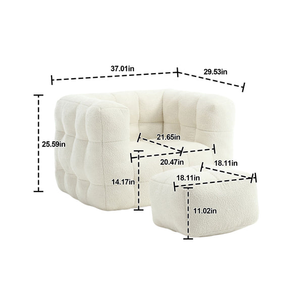 English Elm Coolmore Compact Armchair With Ottoman - Luxurious Chenille Upholstery For Small Living Spaces W1152P325689