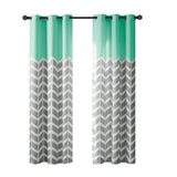 Intelligent Design Alex Modern/Contemporary Chevron Printed Room Darkening Grommet Top Panel Pair ID40-556 Aqua