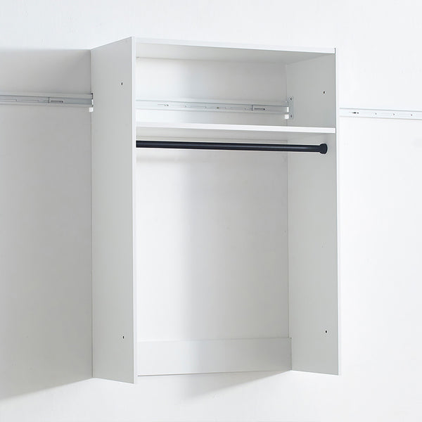 English Elm Devi White Wall Mounted Wood Closet System with Oak Finish, Durable Melamine, Ample Modular Storage B040S00113