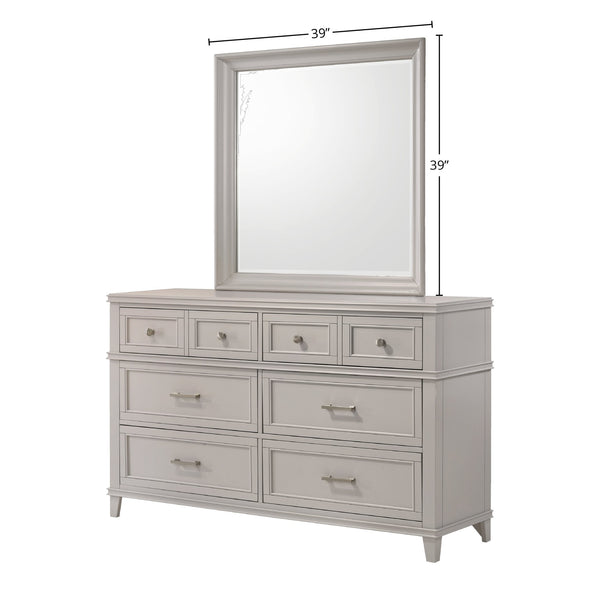 English Elm Gray Square Mirror Solid Wood Frame with Beveled Glass Edge, Transitional Poplar Accent for Walls B2699P236722