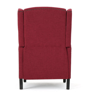 English Elm Christopher Knight Home® - Pushback Recliner Chair with Nailhead Trim and Wingback Design, Plush Fabric Comfort for Living Rooms Red 60760.00DRED