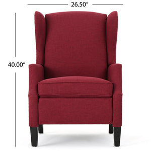 English Elm Christopher Knight Home® - Pushback Recliner Chair with Nailhead Trim and Wingback Design, Plush Fabric Comfort for Living Rooms Red 60760.00DRED