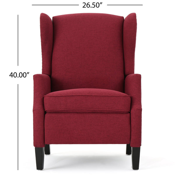 English Elm Christopher Knight Home® - Pushback Recliner Chair with Nailhead Trim and Wingback Design, Plush Fabric Comfort for Living Rooms Red 60760.00DRED