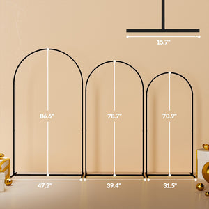 English Elm Balloon Arch Backdrop Stand Set of 3 Graduated Metal Frames for Wedding Decor Black T3971P423829