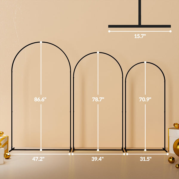 English Elm Balloon Arch Backdrop Stand Set of 3 Graduated Metal Frames for Wedding Decor Black T3971P423829