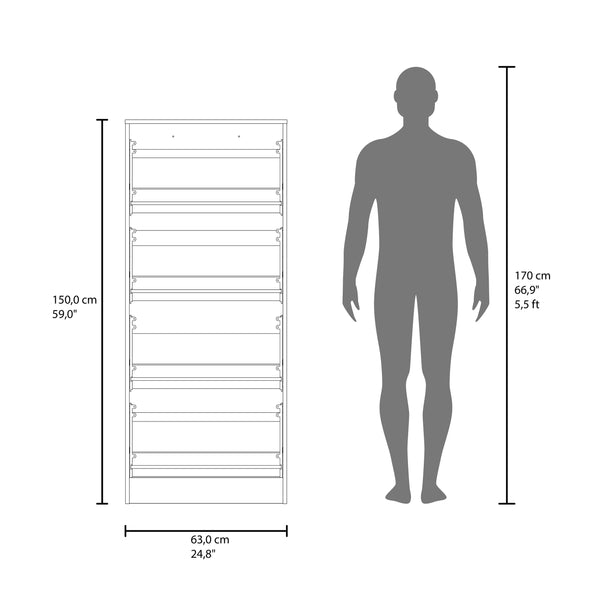 English Elm White Slim Vertical Shoe Cabinet Four Doors Entryway Storage Melamine Finish B062P486516