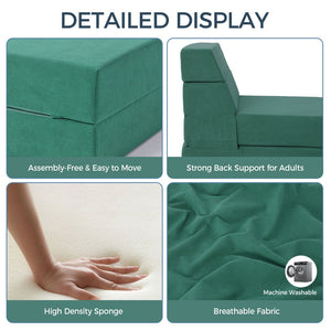English Elm Folding Foam Floor Sofa Recliner Sleeper Guest Bed for Dorm Studio Small Spaces T5880P498061