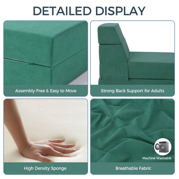 English Elm Folding Foam Floor Sofa Recliner Sleeper Guest Bed for Dorm Studio Small Spaces T5880P498061