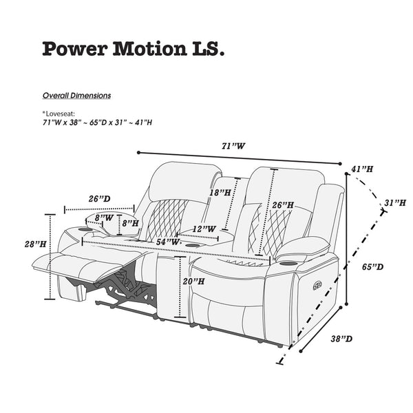 English Elm Power Motion Loveseat - Contemporary Brown Gel Leatherette With Usb, Cup Holders & Storage Arms B011S01066-GIGA