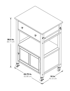 OSP Home Furnishings Fairfax Kitchen Cart White White