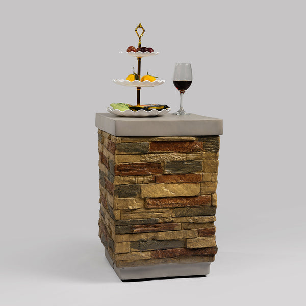 English Elm 60" Propane Gas Fire Pit Table 2-Pieces 60000 BTU Rectangular Concrete Sandstone with Cover & Lava Rocks W853S00007