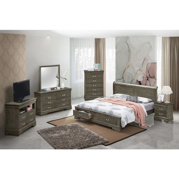 English Elm Elegant Gray Queen Storage Bed - Timeless Design With Ample Hidden Storage For Clutter-Free Spaces B078S00306