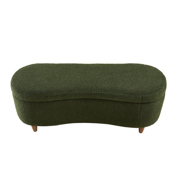 English Elm Boucle Flip Top Storage Bench with Elm Legs – 400 lb Capacity, Plush Polyester Upholstery, 48" Wide Green 48.5 L x 17 W x 15 H B035P262676