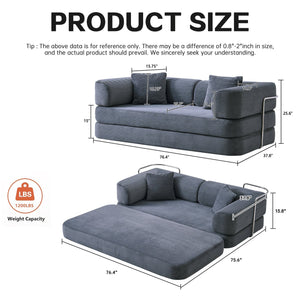 English Elm Floor Sofa Bed Modular Corduroy Convertible Lounge with Steel Frame for Living Room Antique Gray W3565P397201
