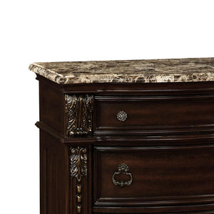 English Elm Formal Traditional Nightstand with Genuine Marble Top, 3 Drawers, Brown Cherry Wood, Felt-Lined Topочный B011P251255
