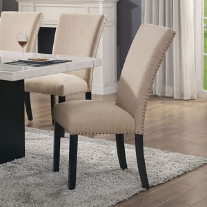 English Elm Light Gray Flannelette Counter Dining Chairs Nailhead Trim Ladder Back Set of Two B2741P416575