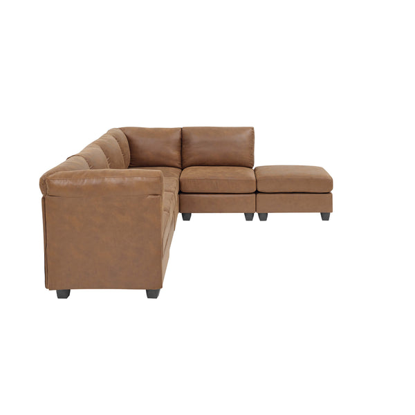 English Elm Faux Leather Modular Sectional Sofa Reconfigurable Pu Upholstery Living Room B2748S00046