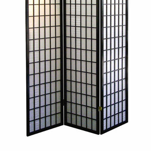 English Elm 70" Tall Japanese-Style 3-Panel Room Divider, Elegant Black Folding Screen For Privacy & Decor B072115956