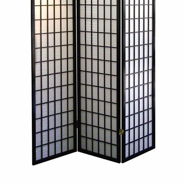 English Elm 70" Tall Japanese-Style 3-Panel Room Divider, Elegant Black Folding Screen For Privacy & Decor B072115956