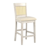 Homelegance By Top-Line Delroy Cane Accent Slat Back Counter Height Stools (Set of 2) White Rubberwood