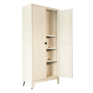 English Elm 71'' Steel 2-Door Locking Cabinet with Adjustable Shelves, Secure Metal Storage for Home Office Beige W3387P306326