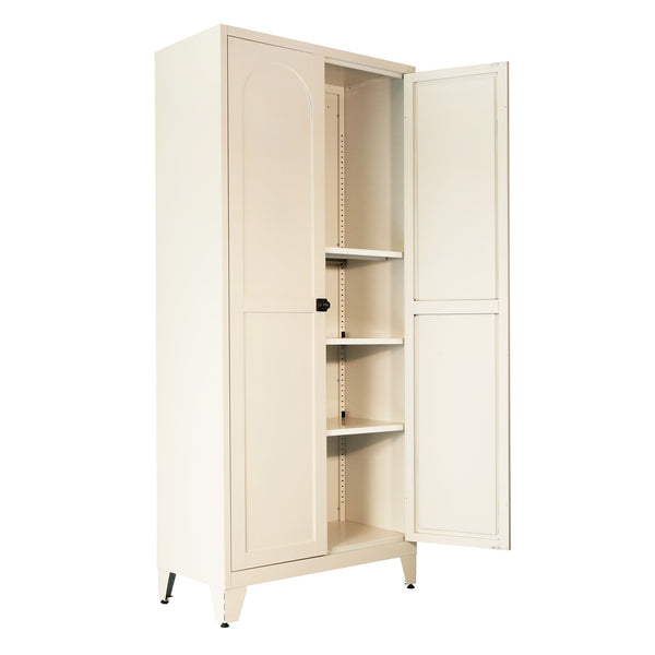English Elm 71'' Steel 2-Door Locking Cabinet with Adjustable Shelves, Secure Metal Storage for Home Office Beige W3387P306326