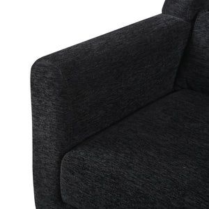 English Elm Modern Accent Chair Chenille Upholstered Ergonomic Lounge Armchair with Wood Legs and Pillow for Reading Comfort and Stylish Living Room Seating Black W1028P382764