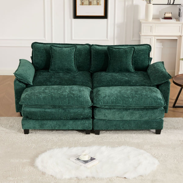 English Elm Wider Armrest Loveseat - Modern Green Chenille Couch With Cloud-Like Comfort For Any Space W1143S00038-GIGA
