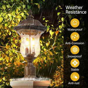 English Elm 21"(H) Vintage Outdoor Lamp Post Light, Waterproof Bronze Garden Lantern with Clear Glass Shade, E12 Bulb Ready W2312P389949