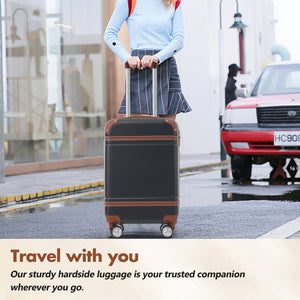 English Elm Hardshell Abs Suitcase Set with Tsa Lock Spinner Wheels Expandable 28 Inch Travel Black N732P193485B