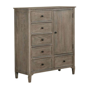 English Elm Modern Wire-brushed Gray Armoire Solid Wood Grain Texture Felt Lined Bedroom Storage B2741P460177