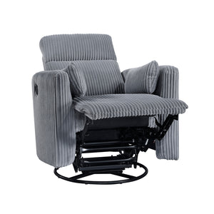 English Elm Gray Corduroy Swivel Glider Recliner Chair - Plush Upholstery, 360° Swivel, Smooth Recline, 34"x36" B011P383304