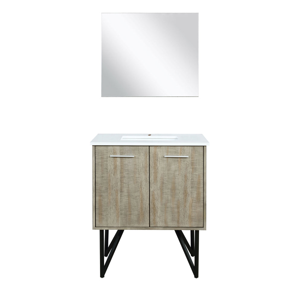 English Elm Rustic Acacia Bath Vanity with Cultured Marble Top, Soft-Close Doors, Mirror & Ample Storage B2731S01510