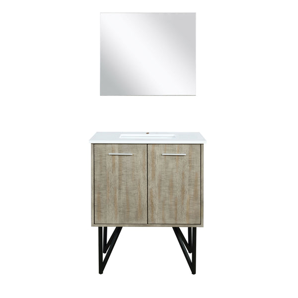 English Elm Rustic Acacia Bath Vanity with Cultured Marble Top, Soft-Close Doors, Mirror & Ample Storage B2731S01510