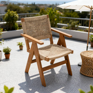 English Elm Lounge Teak Color Outdoor Chair - All-Weather Comfort, Stylish Design, Easy Storage & Quick Assembly W2085P364104