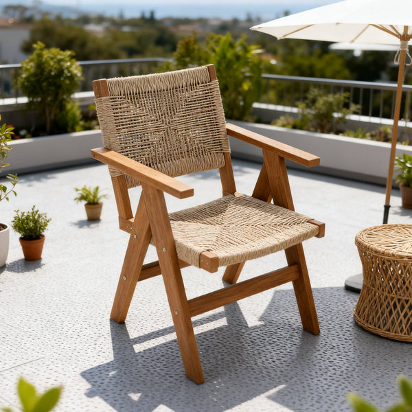 English Elm Lounge Teak Color Outdoor Chair - All-Weather Comfort, Stylish Design, Easy Storage & Quick Assembly W2085P364104