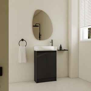 English Elm 23" Freestanding Bathroom Vanity with Ceramic Vessel Sink, Soft-Close Doors, Adjustable Shelf Storage Black Chestnut W999P206107