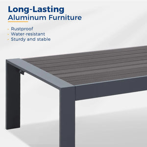 English Elm 43" Outdoor Aluminum Coffee Table with Slatted Wpc Top for Patio Deck Poolside Gray B082P454981