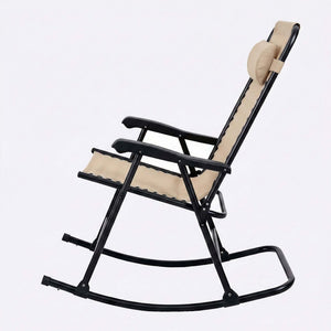 English Elm Oversized Zero Gravity Patio Recliner with Mesh Seat Wood Arms and Cup Holder W5159P446019